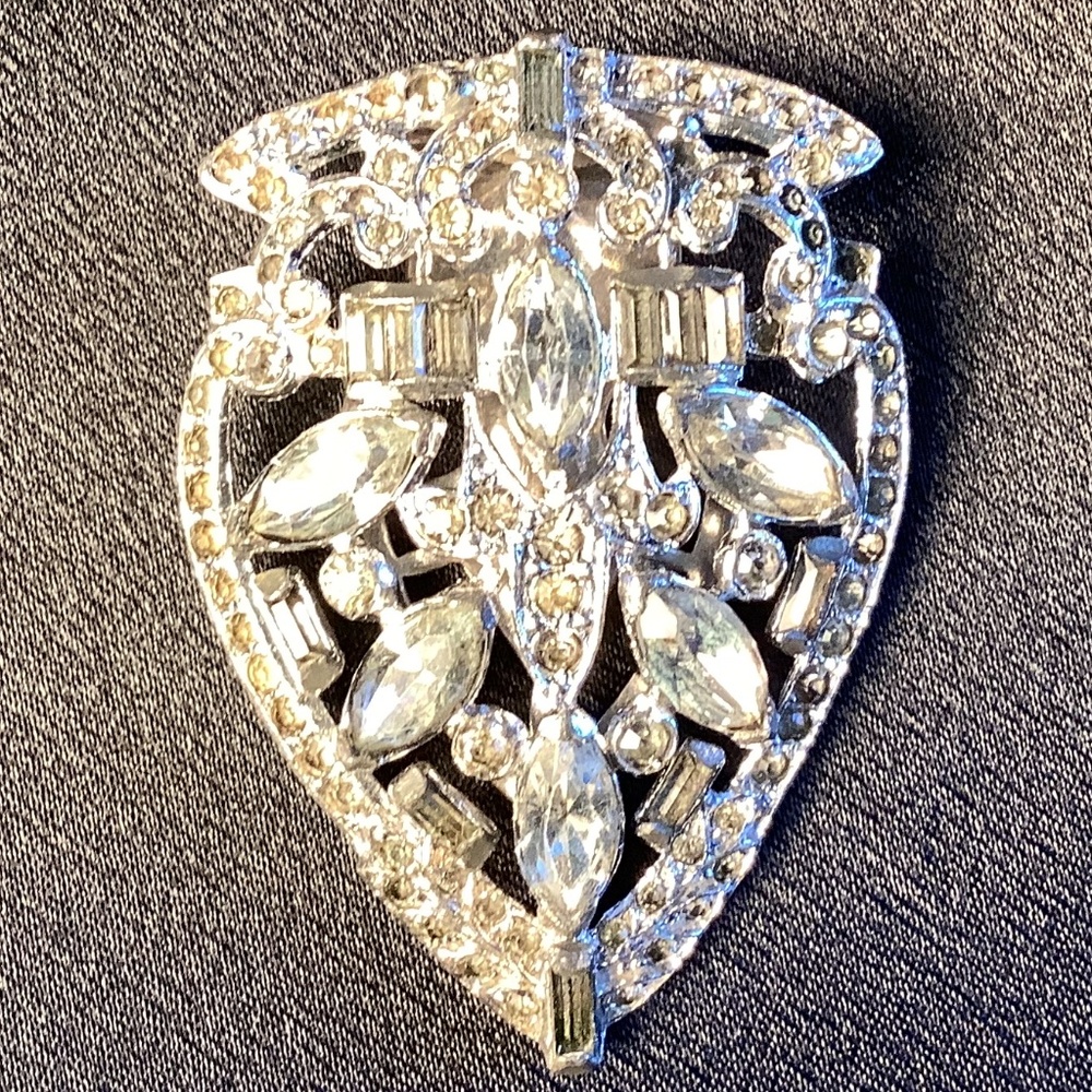 Antique Rhinestone Shoe Clasp/ Coat Pin